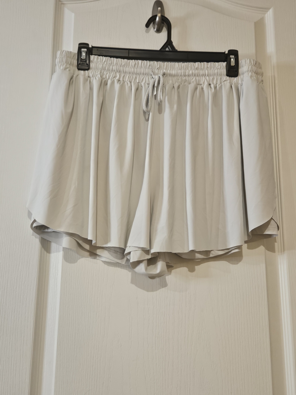 Women’s White Athletic Layered Drawstring Shorts